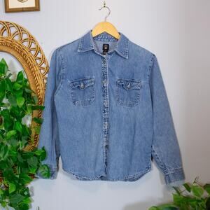 VTG 90s American Eagle Denim Western Shirt Snap Button FLAW | Light Summer